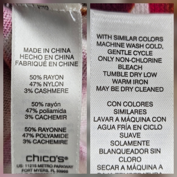 Chico's Watercolor Floral V-Neck Knit Sweater Touch of Cashmere - Picture 6 of 11